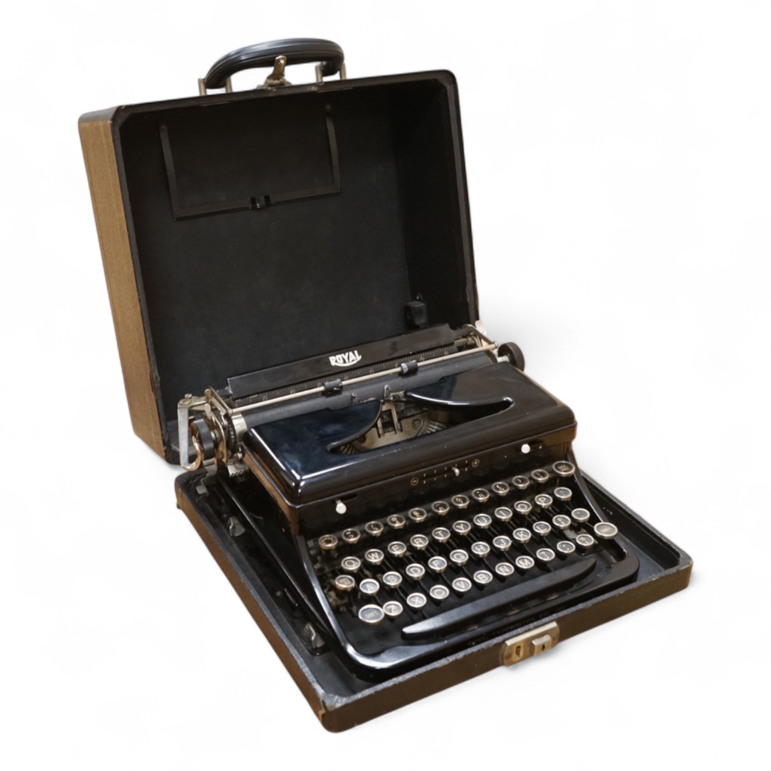 A cased 1930s Royal portable typewriter
